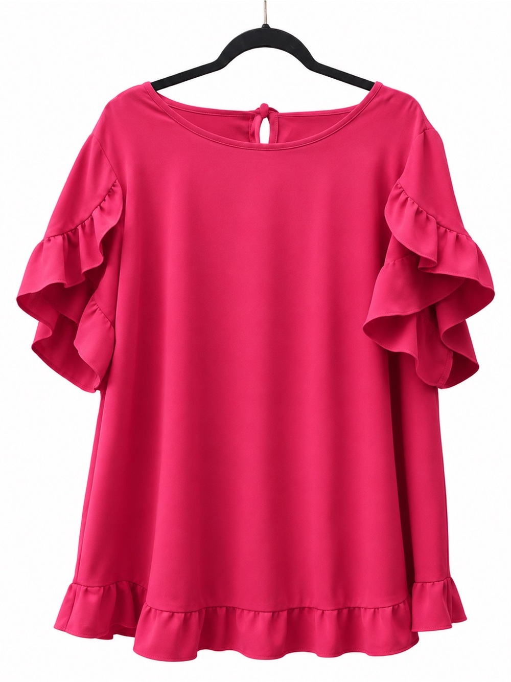 SHEIN Hot Pink Ruffle Sleeve Blouse